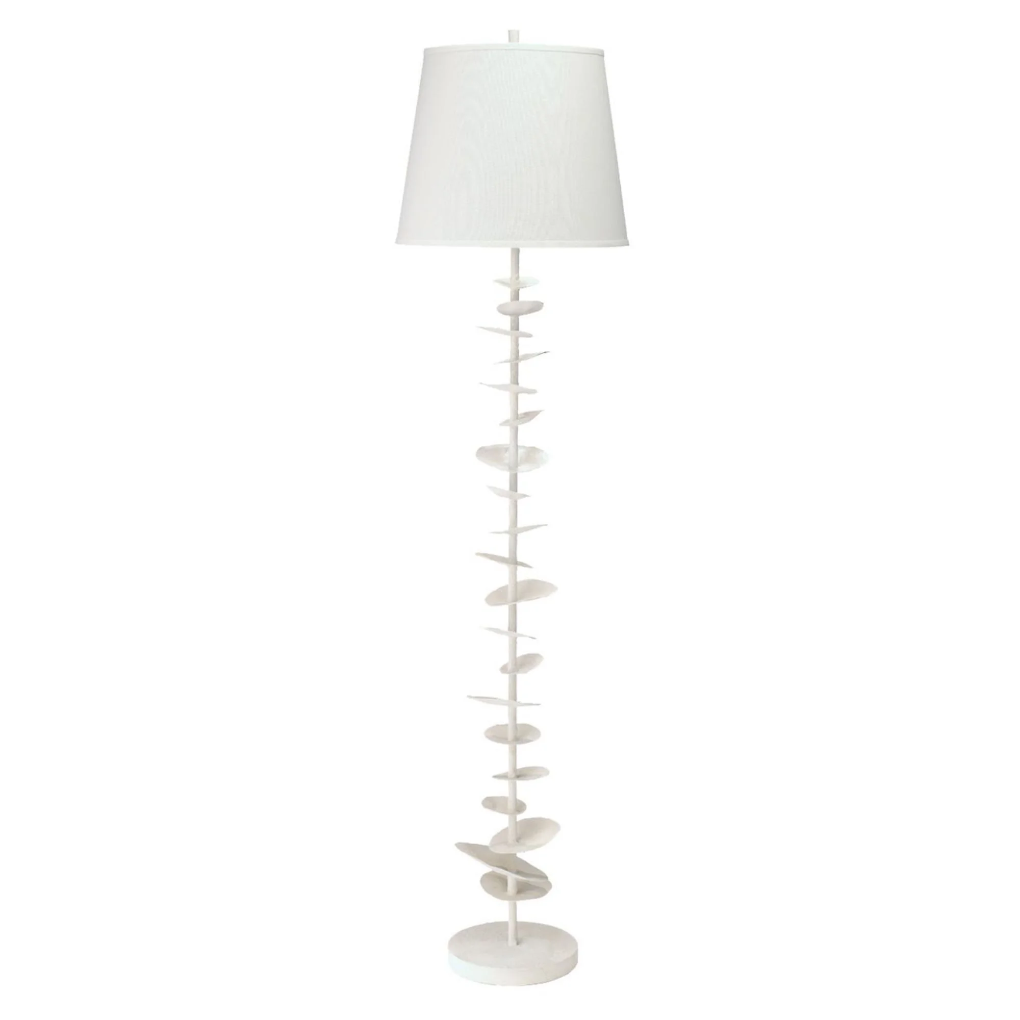 Jamie Young Co Petals 1-Light Coastal Steel Metal & Linen Floor Lamp in White