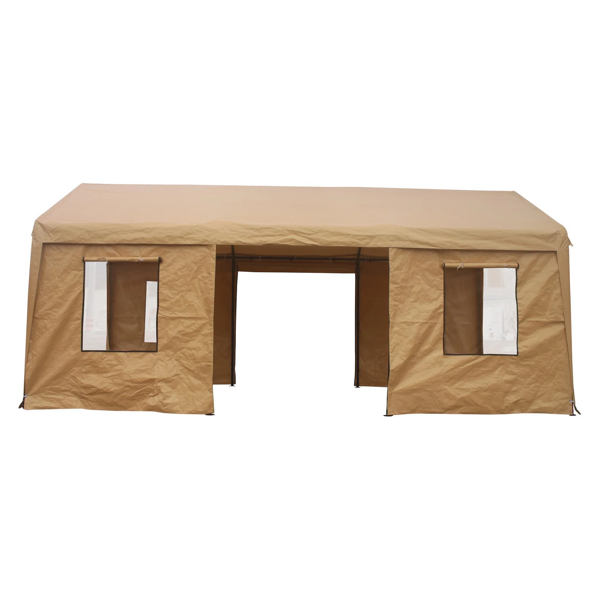 Heavy Duty 10x20ft Outdoor Car Canopy Carport Sand Colour Portable Garage - All-Season Waterproof & UV Protection - Ideal for Vehicles & Tools