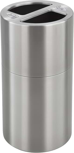 Safco Dual-Bin Indoor Contemporary-Style Recycling & Trash Can with Decals, Stainless Steel, 30 Gallon, Silver