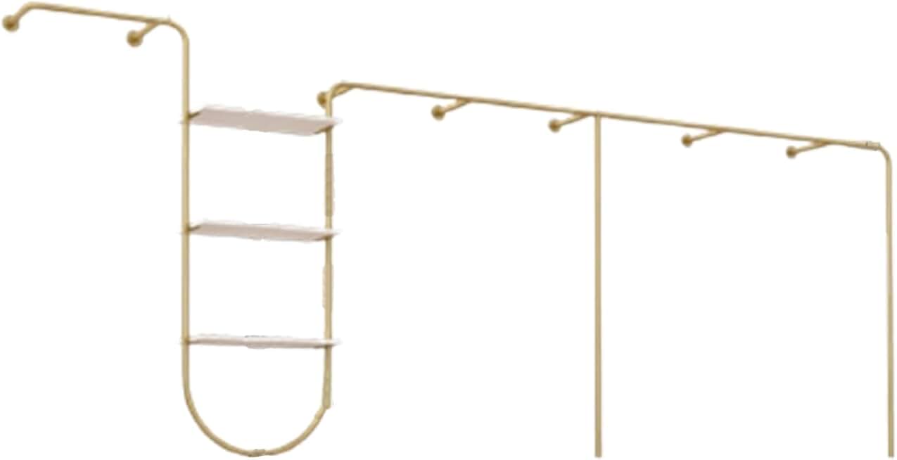Wall Mounted Clothes Rack With Shelves, Heavy Duty Rods Retail Store Clothing Garment Rack, Storage Clothes Shoe Bag Pipe Shelf, Clothing Store Display Stands Garment Rack ( Size : 450*28*160cm )