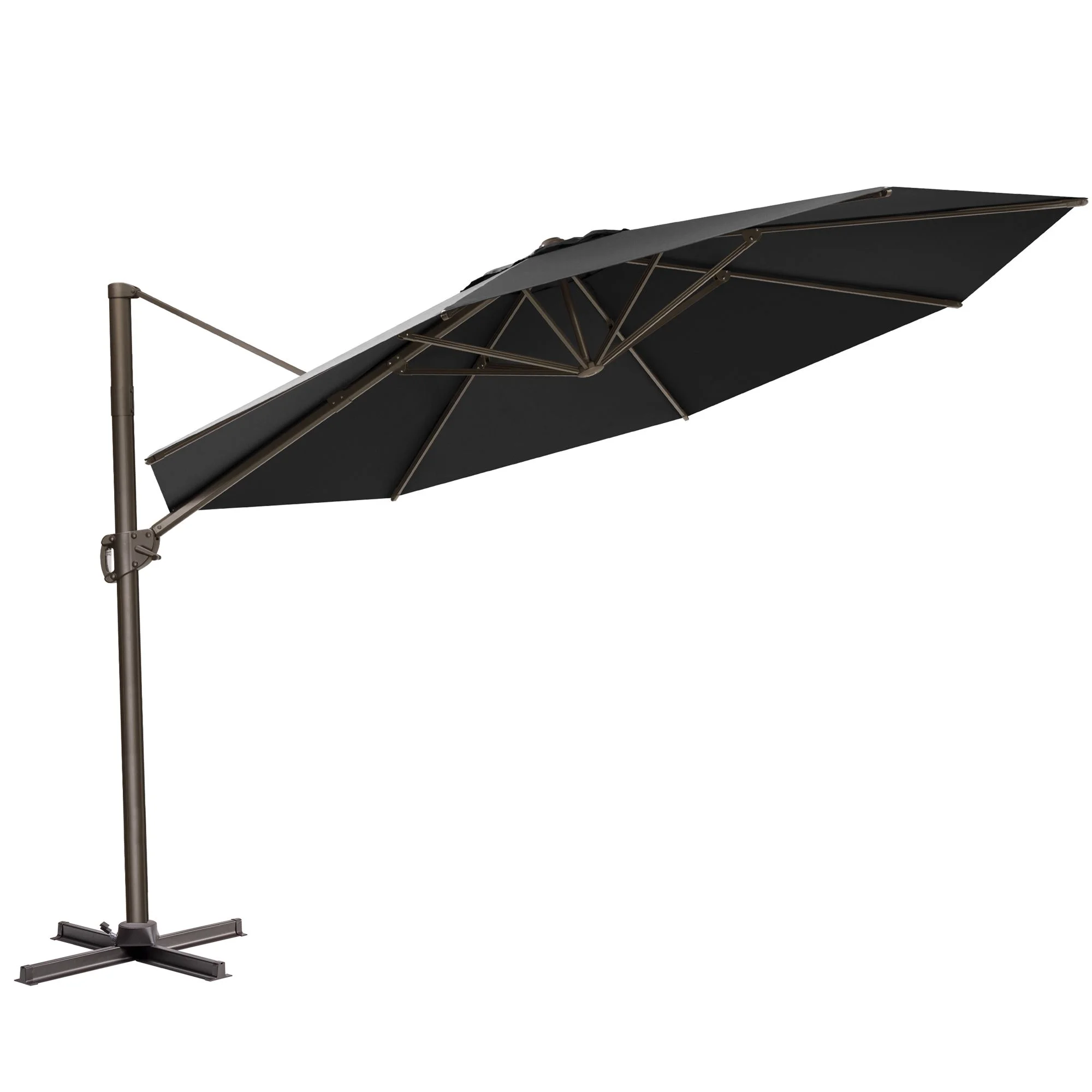 Pellebant 11.5 ft. x 11.5 ft. Patio Cantilever Umbrella, Single Round Outdoor Offset Umbrella, Black