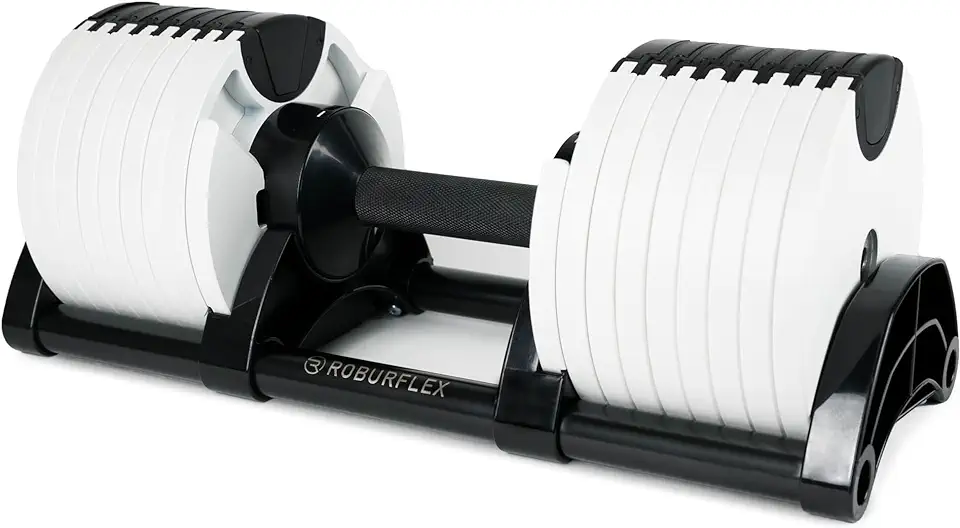 NUOBELL style Adjustable Dumbbell (Single) by ROBURFLEX for Workout Strength Training Fitness Home Gym