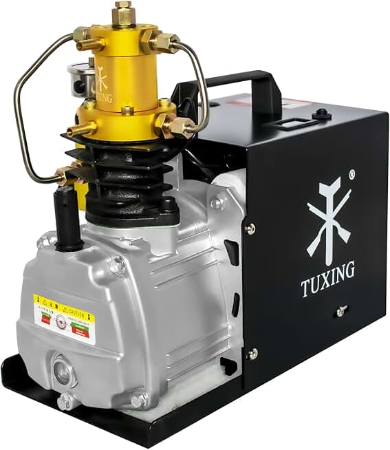 TUXING Pcp Air Compressor,4500Psi/30Mpa/300Bar Scuba Compressor, High Pressure Electric Compressor with Water/Fan Dual Cooling System for Pcp Air Rifle, Scuba Tank Charging