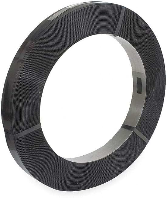 Steel Strapping, Steel, Black, 5/8 in Strapping Width, 0.017 in Strapping Thickness-Each