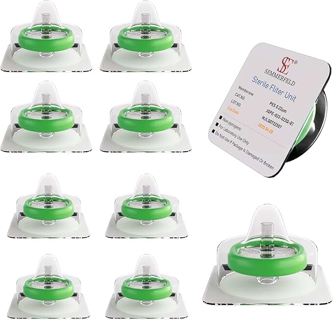 300 Pack PES Sterile Syringe Filter 0.22um Pore Size 22 Micron Hydrophilic Filtration, 33mm Diameter Sterile Individually Packed PES Membrane