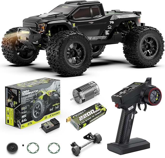 RIAARIO RC Cars Mini 1:10 RTR Brushless RC Car for Adults Max 50 mph All Terrain Hobby Trucks Electric Off-Road Monster Trucks 4WD Remote Control Car Waterproof Truck with Carbon Fiber