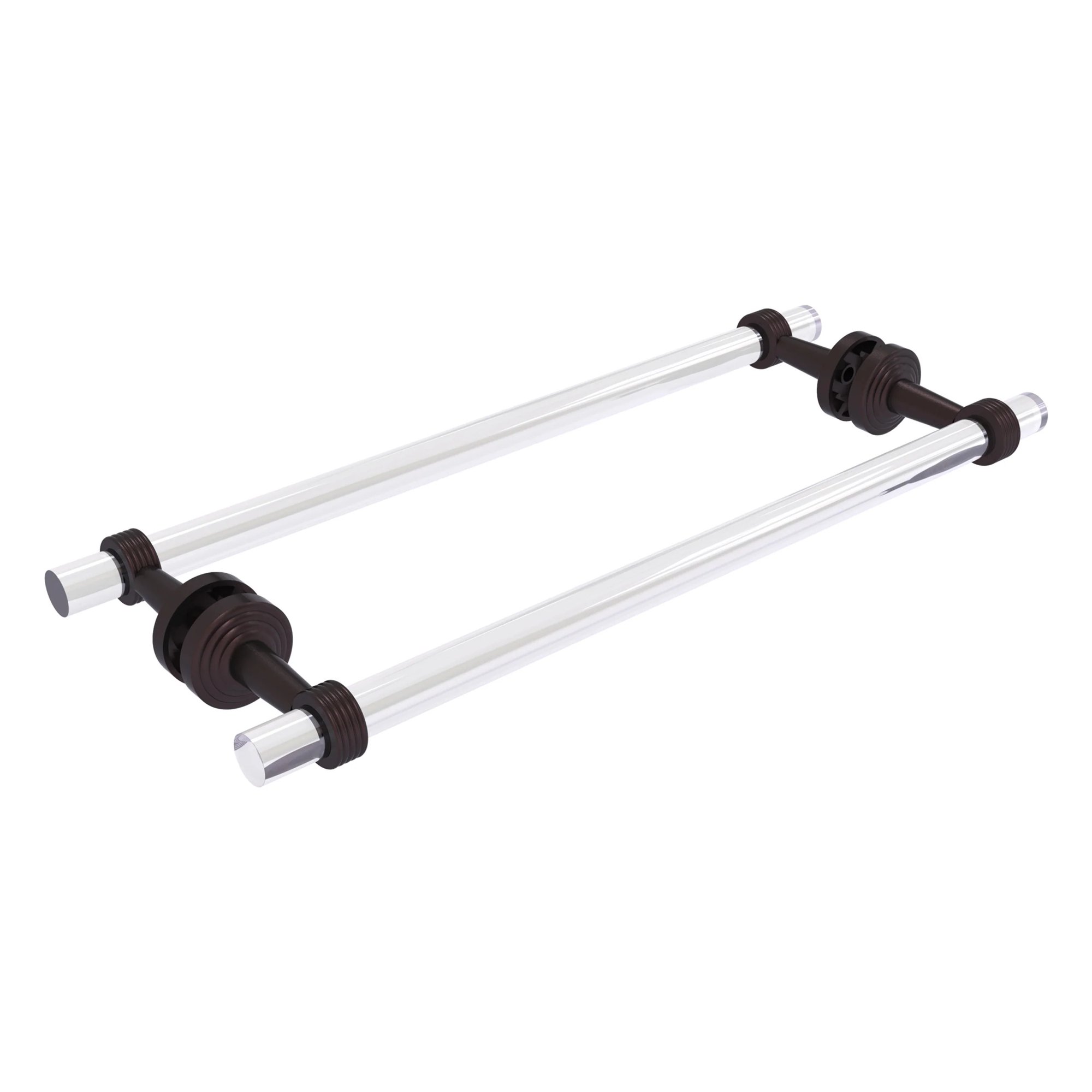 Pacific Beach Collection Back to Back Shower Door Towel Bar with Grooved Accents - Antique Bronze / 18 Inch