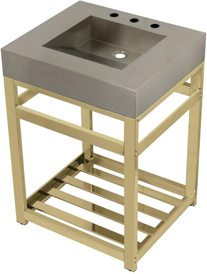 Kingston Brass KVSP2522A2 Kingston Commercial Console Sink, Brushed/Polished Brass