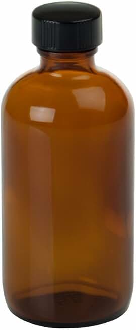 Kimble 5120422C-26 Glass Boston Round Bottle with Cap, PTFE-Faced LDPE Foam Liner, Amber, 125ml Capacity (Case of 160)