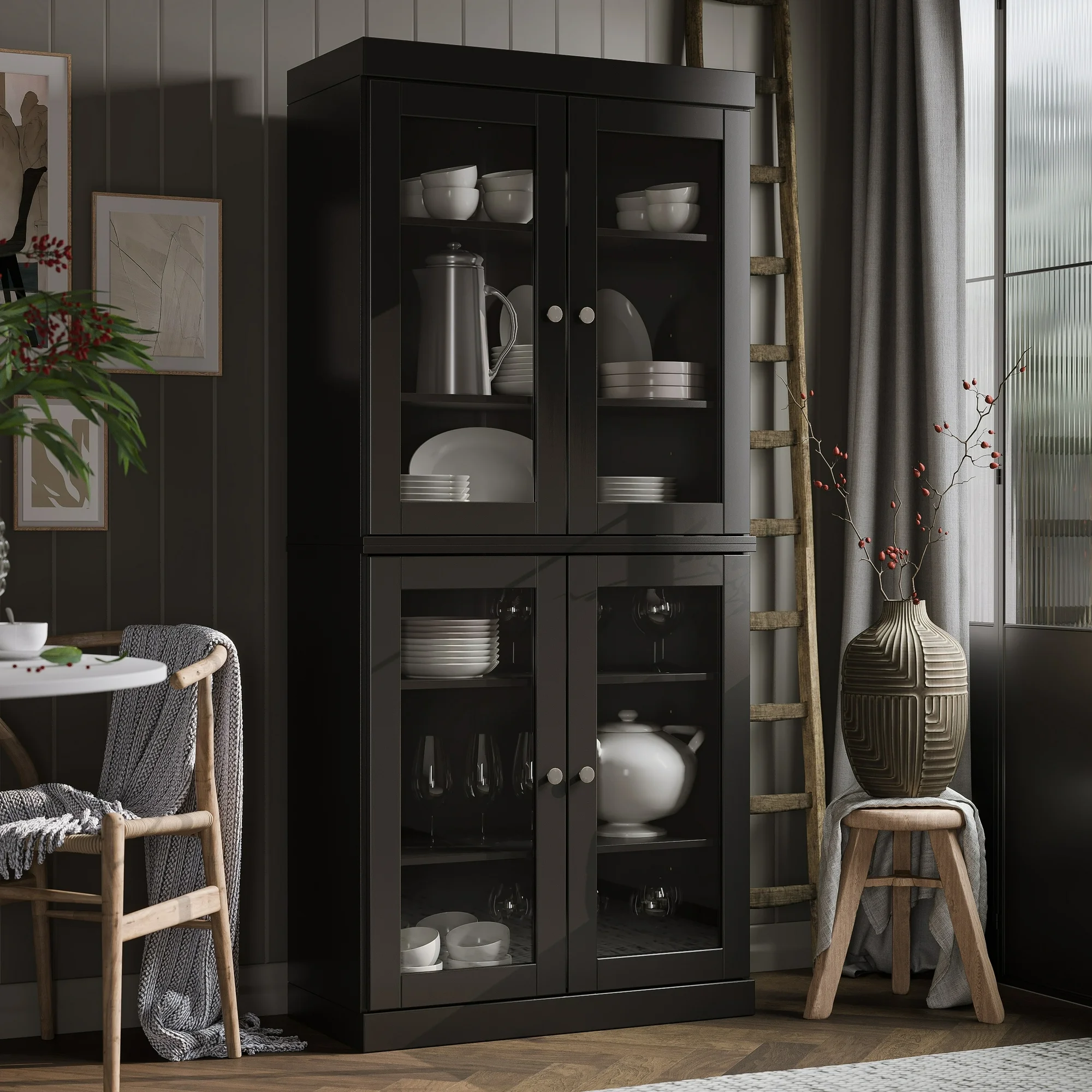 Palace Imports 100% Solid Wood Modular China/Pantry with Wood or Glass Doors by  - 32