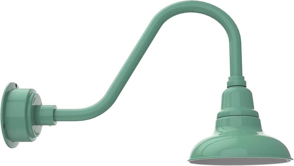 Cocoweb 8in. Jade Indoor Outdoor Gooseneck Barn Light Fixture with Rustic Arm - Vintage Farmhouse Wall Sconce