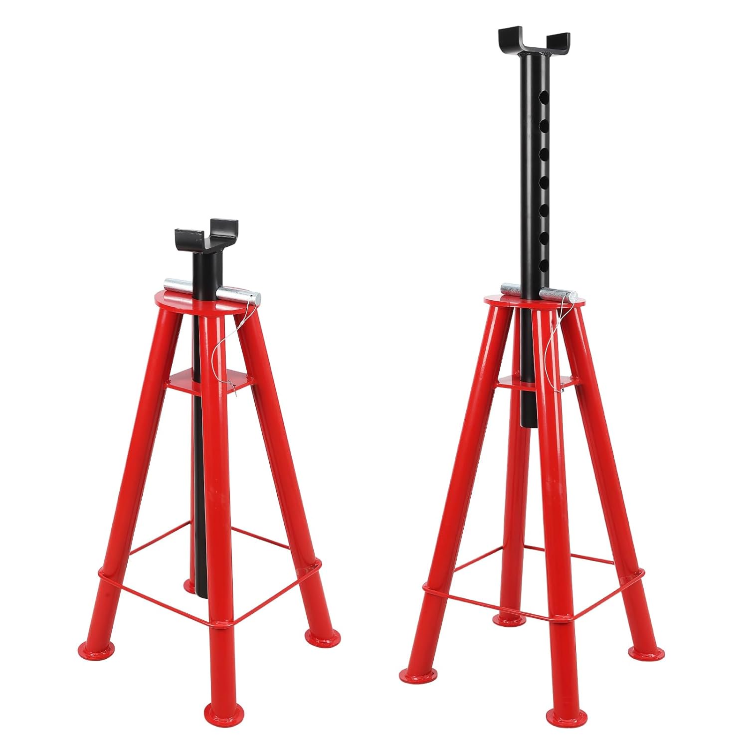 Heavy Duty Car Jack Stand, Pin Type Adjustable Height Automotive Jack Stands with Lock, 10 Ton Load Capacity, Red, 1 Pair