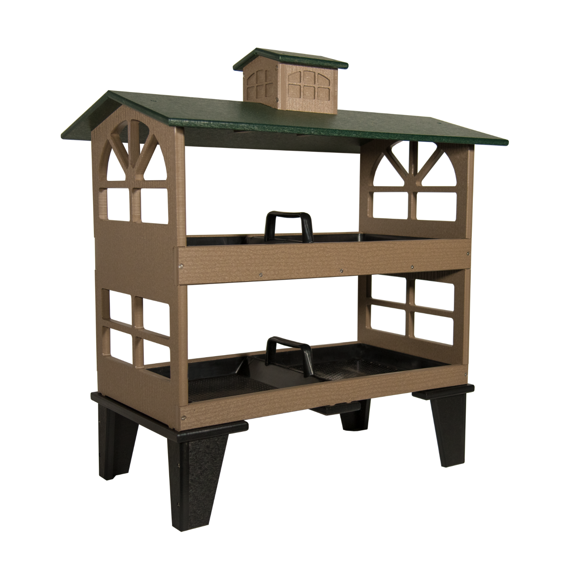 JCs Wildlife Double Colossal Ground Fly Thru Bird Feeder (Green/Tan)