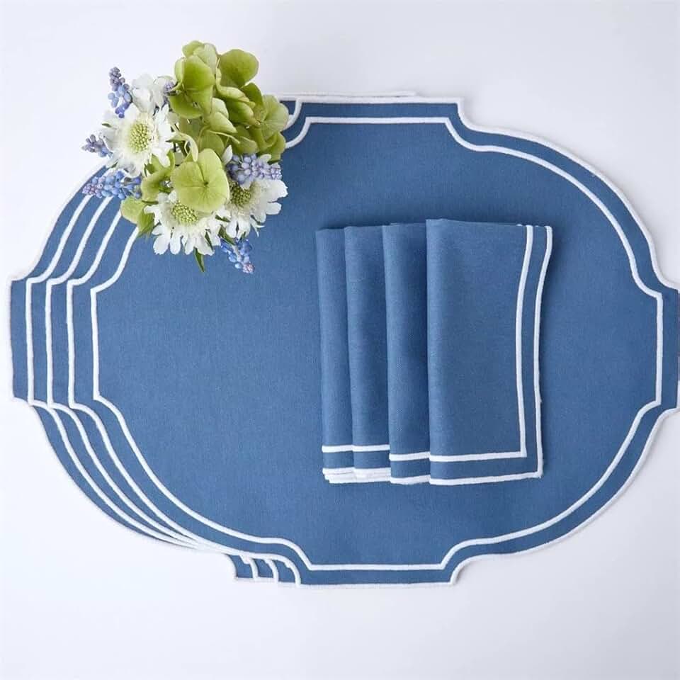 Placemats Napkins 6 Person Set Embroidered Set Dining Table Accessories Festive Table Set Decoration