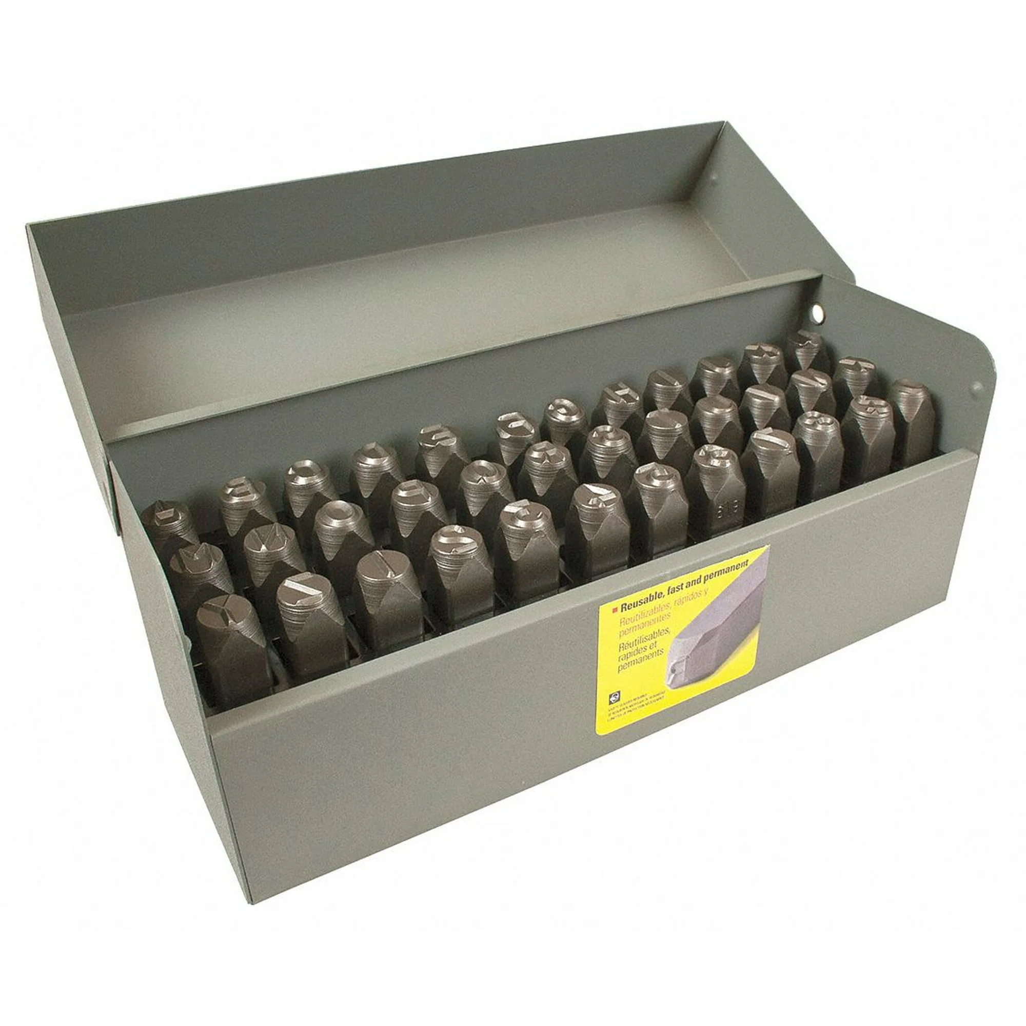 C.H. Hanson Letter and Number Set,1/4 In. H,Steel 26188