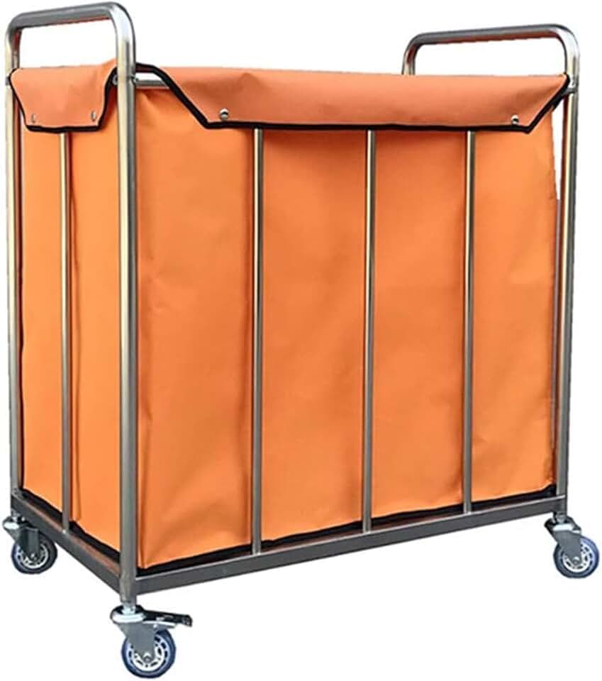 Movable Hand Truck, Portable Hotel Rolling Linen Cart, Kitchen Household Products Laundry Sorting Cart, with Removable Storage Bag