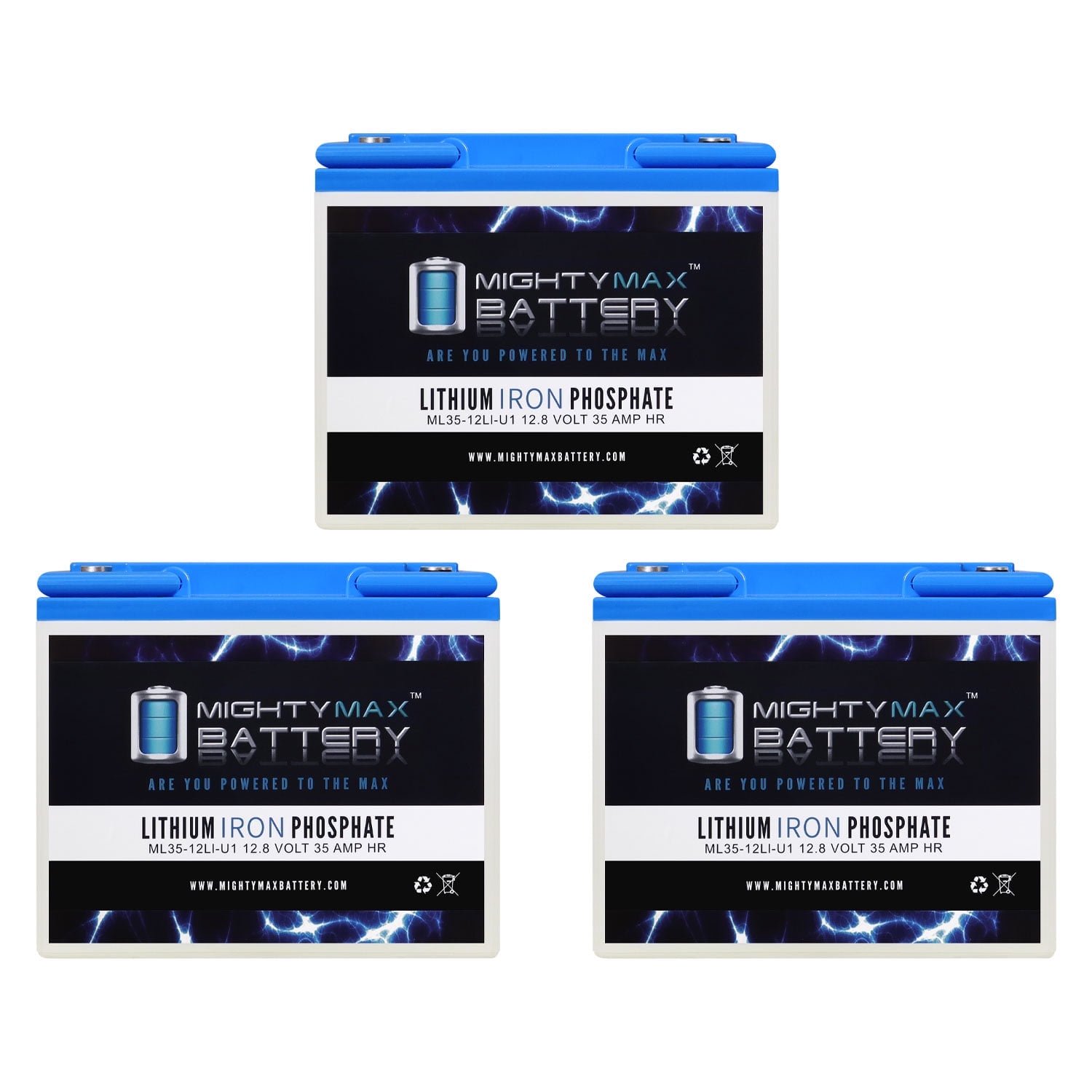 12V 35AH U1 Lithium Replacement Battery compatible with Pride Mobility Hurricane PMV500 - 3 Pack