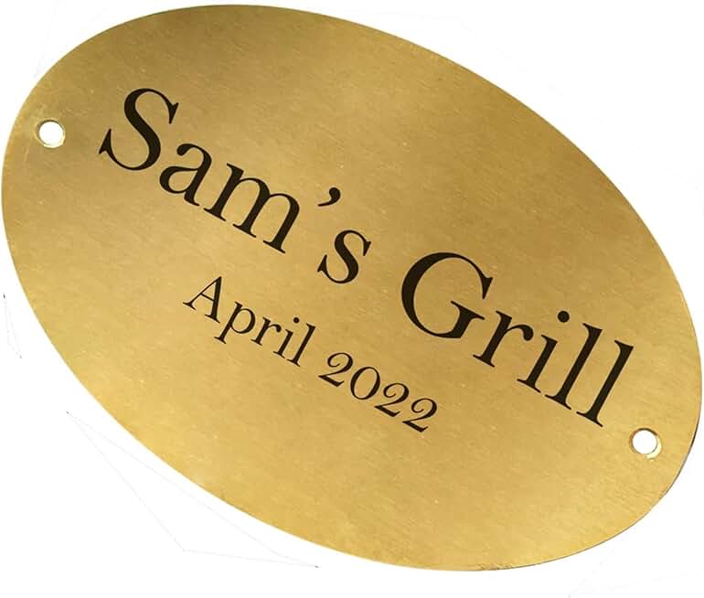 SamStar Brass Custom Plaques| Oval Shape| Custom Size, Custom Message| House Name & No Wall Mount Plates| Shiny Brass Finish (20x14 In)