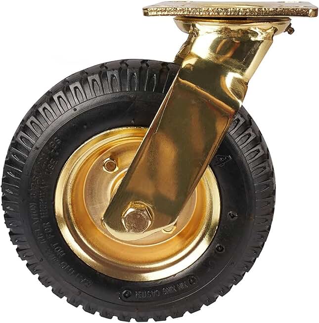 Caster 8-inch Gold-Plated Inflatable Wheel Rubber Hotel Luggage Cart Air Universal 1Pcs