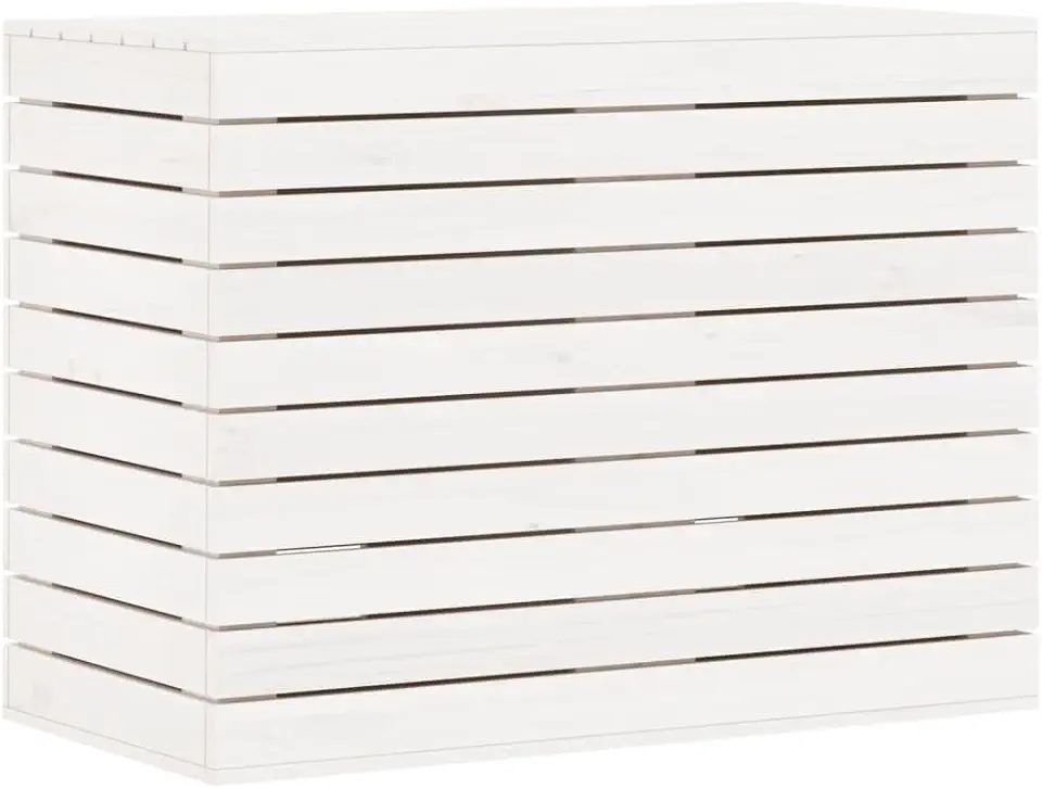 vidaXL Laundry Basket, Laundry Hamper with Lid, Washing Basket for Laundry Room Bathroom Bedroom, Laundry Sorter Clothes Basket, White Solid Wood Pine, 88.5 x 44 x 66 cm, 832320