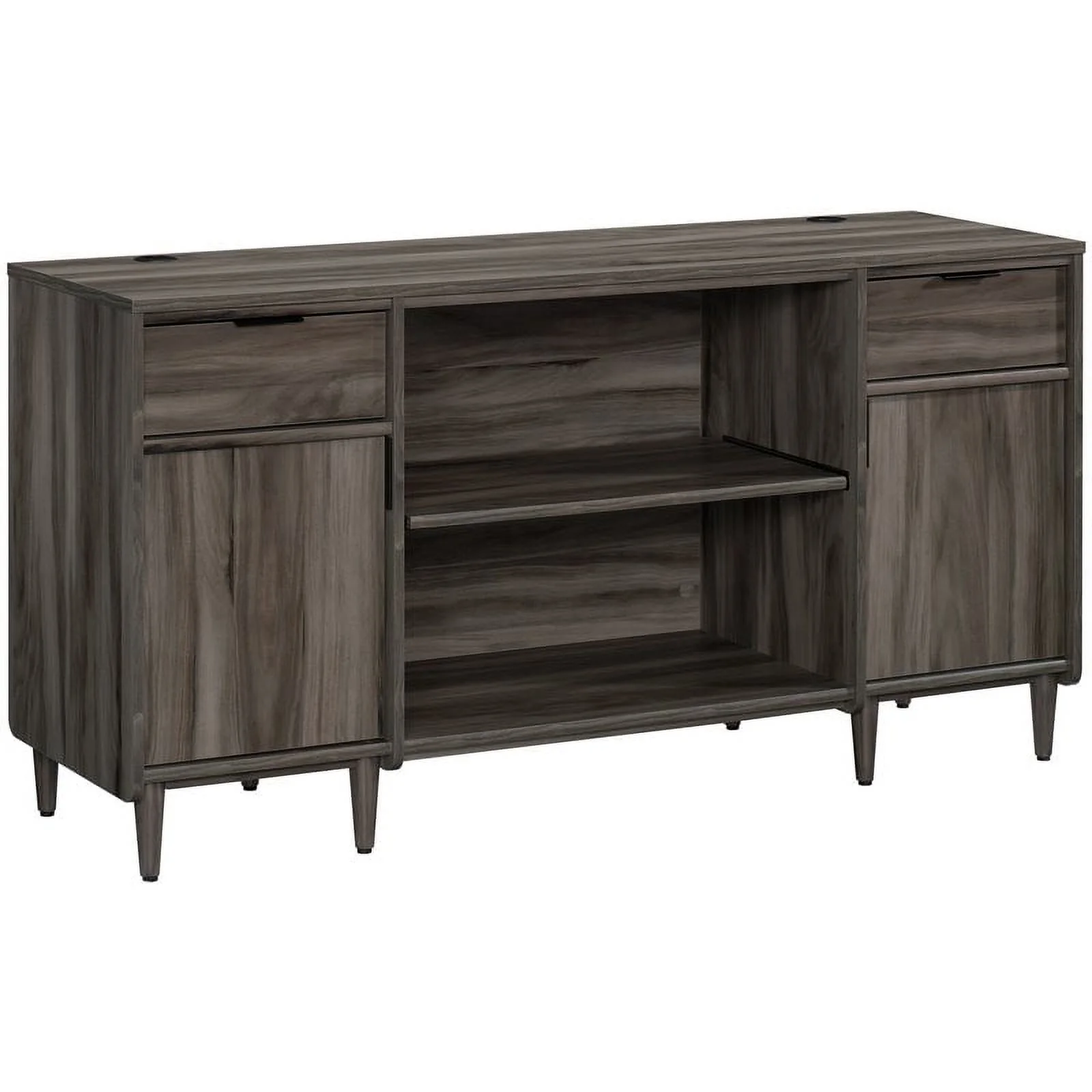 Pemberly Row Modern Engineered Wood Credenza Desk in Dark Wood