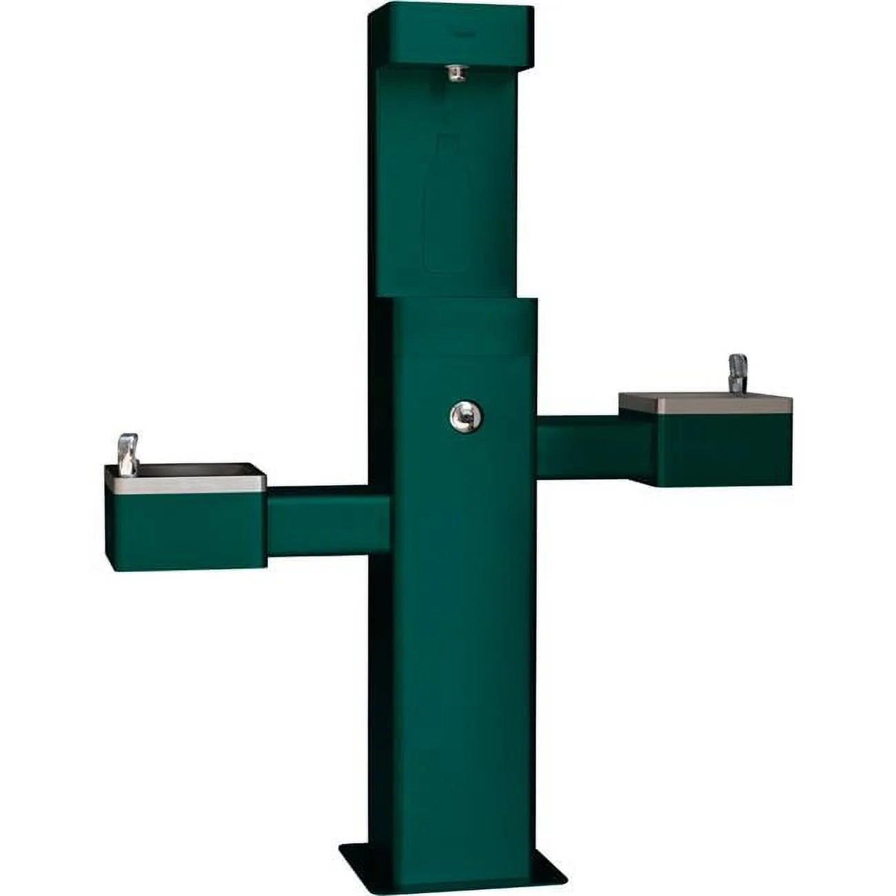 Outdoor Bottle Filling Station & Bi-Level Drinking Fountain, Green Powder Coat