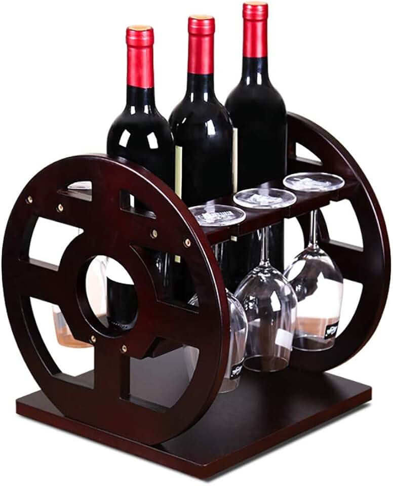 Wine Racks Metal Wine Rack Creative Wine Rack Solid Wood Cup Holder Shelf Goblet Holder Cup Holder Glassware Rack Can Put 6 Cups 3 Bottles of Red Wine