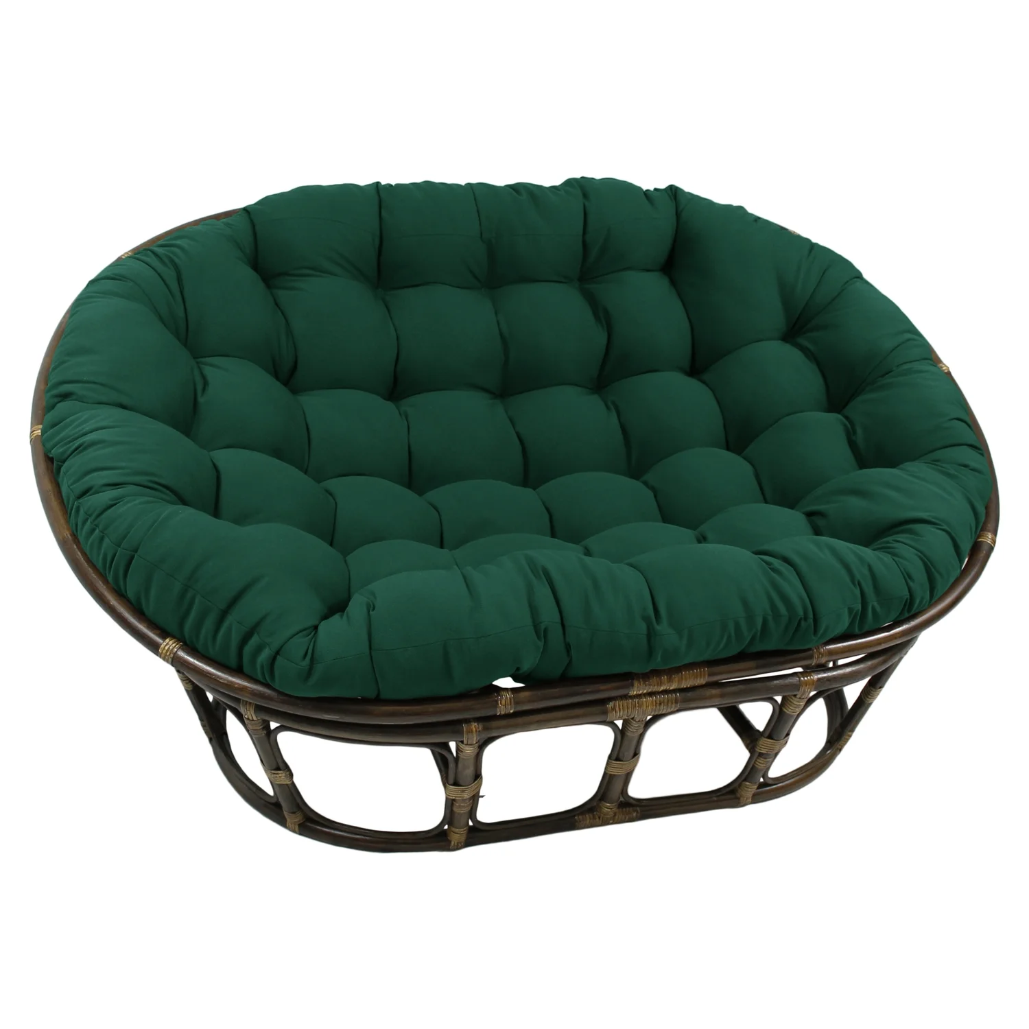 International Caravan Rattan Double Papasan  Chair with Twill Cushion