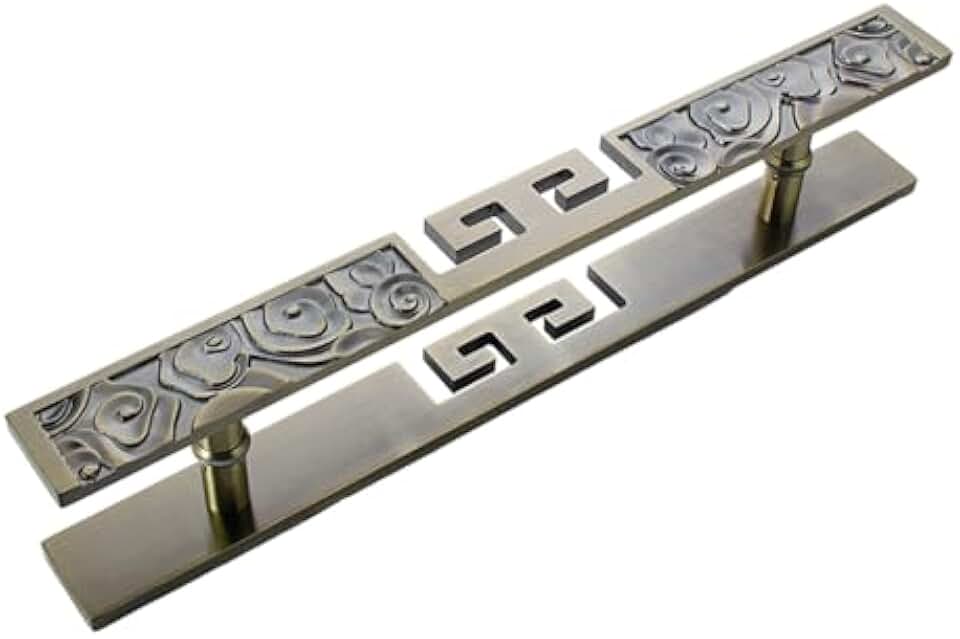 Antique Brass Double Sided Single Door Handle Commercial Use New Chinese Style Residential Door Handle Hardware (Bronze, 80x50cm)