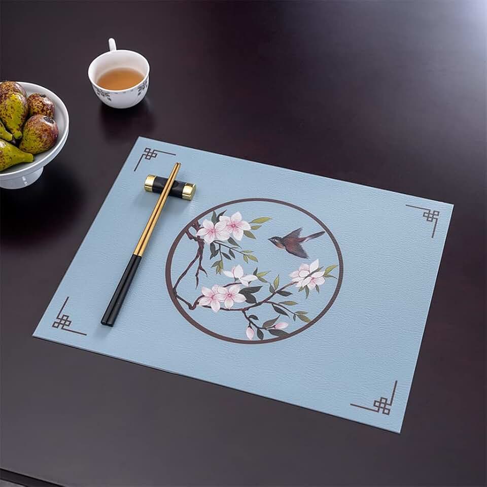 2 Pcs Chinese Style Placemat Pad Dining Table Mats Bowl Cup Mat Pattern Kitchen Placemat Home Decor (Color : C Size : 30 * 40cm) (A 30 * 40cm)