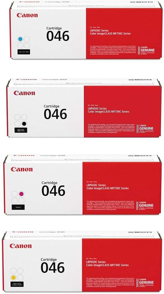 Canon 046 Capacity Laser Toner Cartridge Bundle (Yellow, Magenta, Cyan, Black) in Retail Packaging
