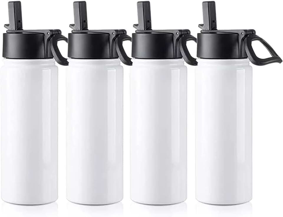 25 pcs Sublimation Blank Tumbler Stainless Steel Water Bottle White Sports Bottle Tumbler for Heat Press Transfer Printing DIY (18 oz)