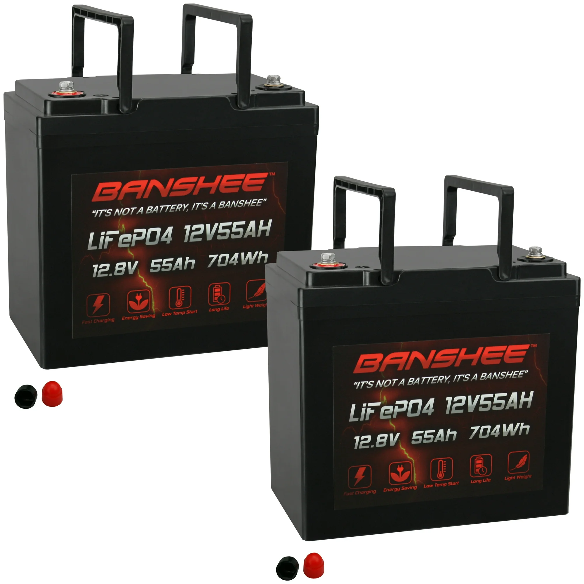 Banshee Battery 12V 55AH Lithium LiFePO4 Deep Cycle Replacement Battery Compatible with A-Bec Sterling 22NF - 2 Pack