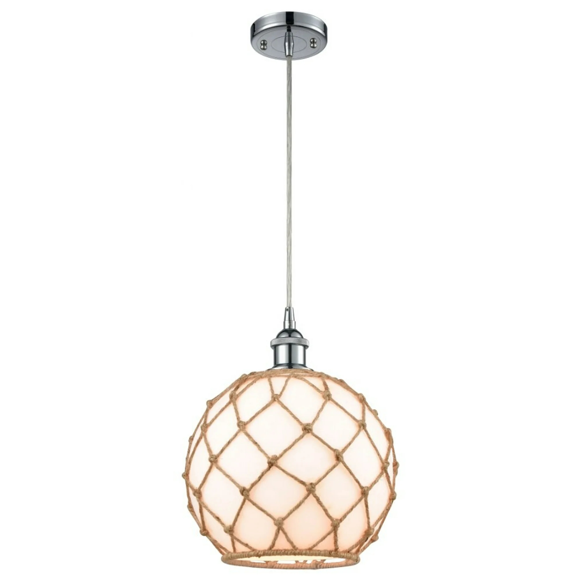 Innovations 516-1P-PC-G121-10RB-LED Large Farmhouse Rope 1 Light Mini Pendant part of the Ballston Collection, Polished Chrome