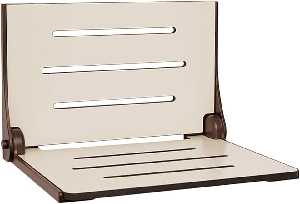 Seachrome Lift-Assist Silhouette High Back Folding Shower, Almond Seat with Bronze Frame