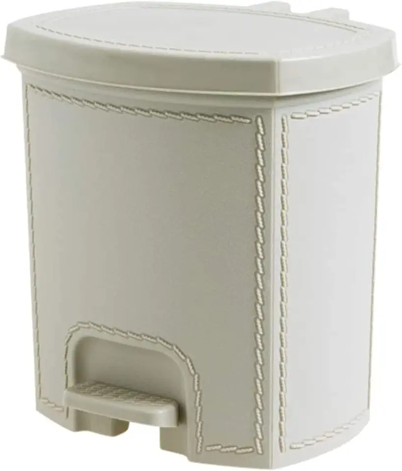 NP Pedal Rectangular Style Garbage Bin, Trash Can Wastebasket with Lid Shatter-Resistant Garbage Container for Home,Kitchen,Bathroom Room (Color : Creamy-White, Size : Large)