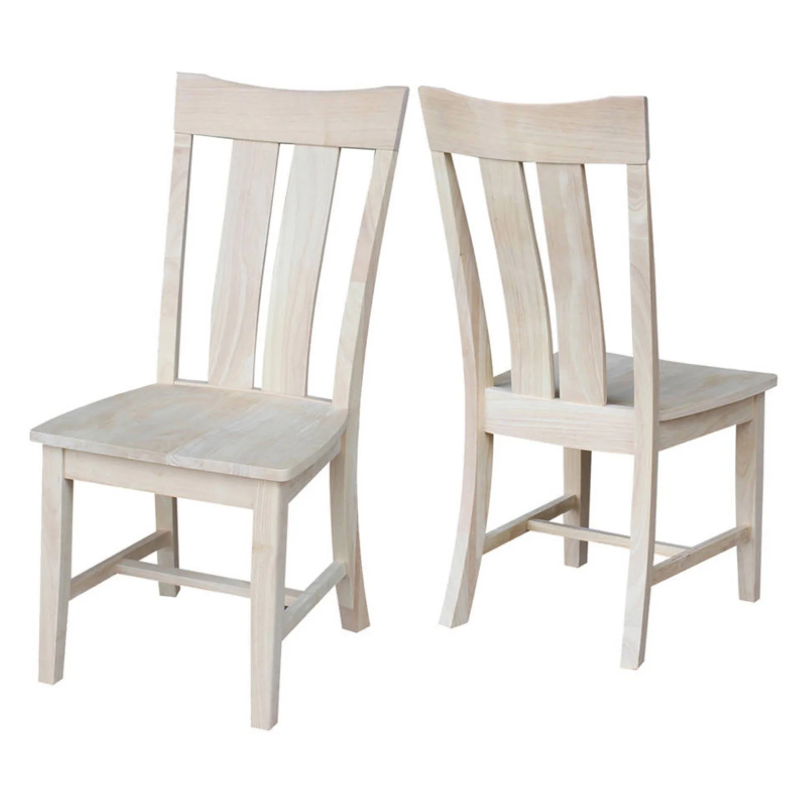 International Concepts Solid Wood Set of 2 Ava Dining Chairs - Unfinished