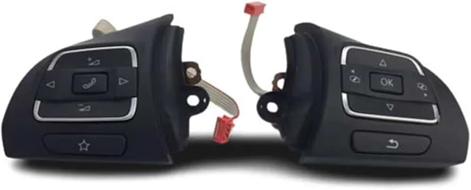 Car Multi-Function Steering Wheel Button Switch MFD Compatible with VW Caddy Golf Compatible with Jetta Tiguan Touran 2008-2018 5C0959537 5C0959538(Set)