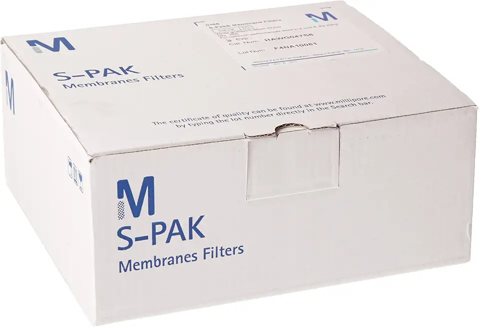 EMD Millipore S-Pak HAWG047S6 Mixed Cellulose Ester Sterile Filter Membrane, 0.45µm Pore Size, 47mm Filter Diameter, White, Gridded Surface (Pack of 600)