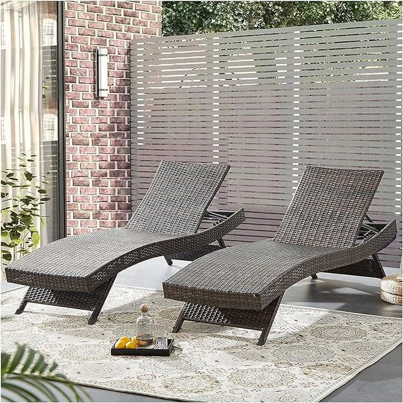 Outdoor Wicker Reclining Lounge Chair Patio Rattan Chaise Lounge