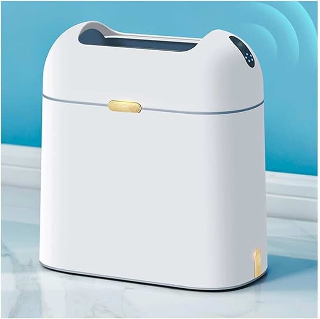 Smart Trash Can for Bathroom Automatic Electric Induction Garbage Bin with Lid Large Capacity Sensor Waste Bins for Household (Color : Gray, Size : 34 * 32cm)