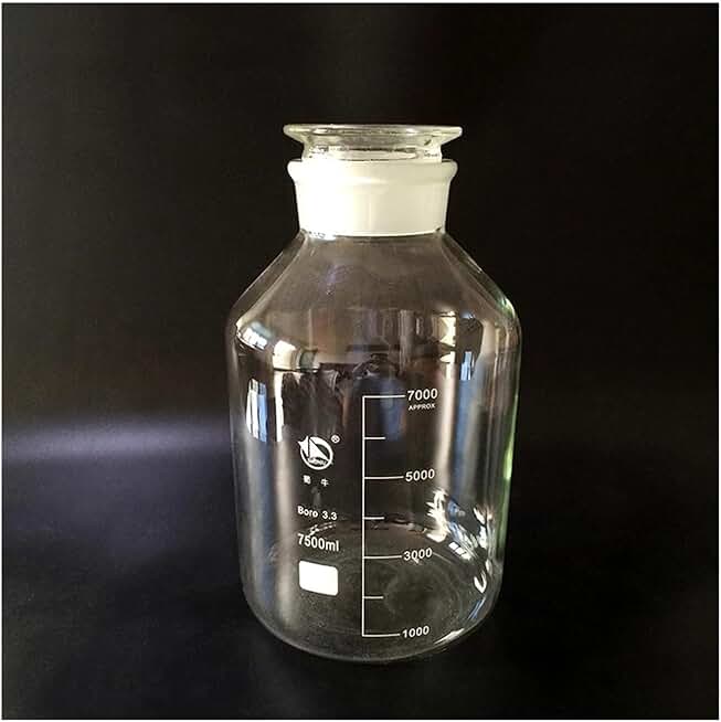 SYLALE Lab bottle Reagent bottle,Wide mouth,Clear,Boro. 3.3 glass,Capacity 7500ml,Sample Vials