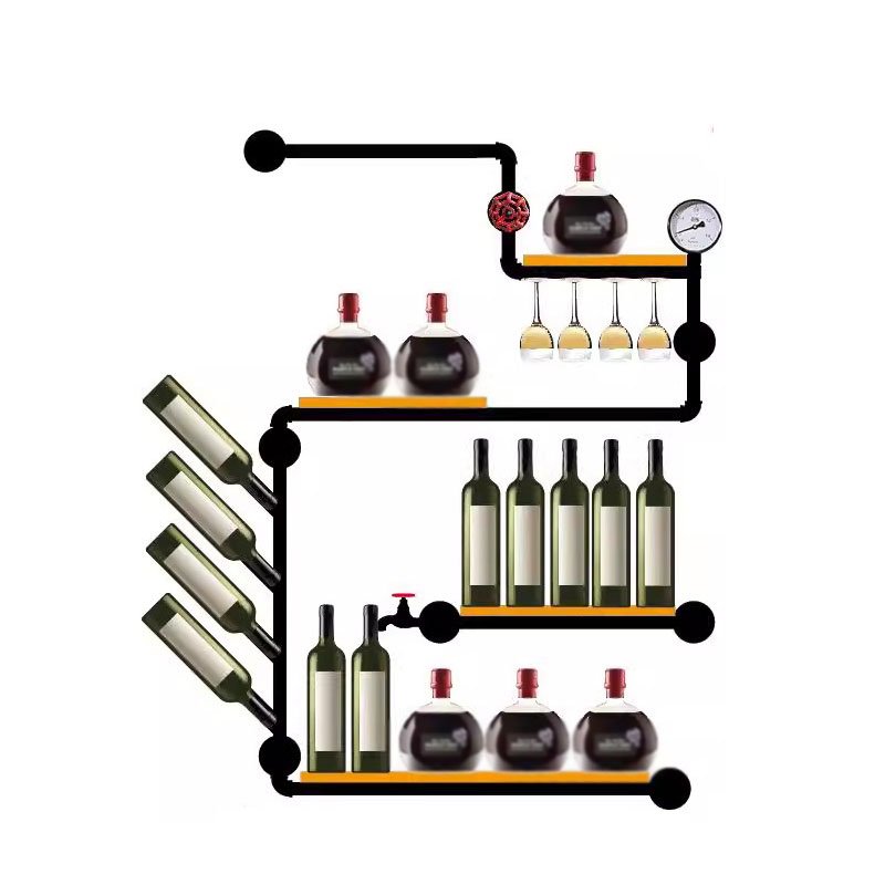 Industrial Style Wall Decorative Iron Pipe Shelf Creative Wine Cabinet Home Wall-mounted Wine Racks