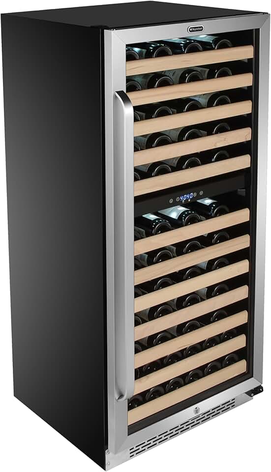 Whynter BWR-0922DZ 92 Built-in or Freestanding Stainless Steel Dual Zone Compressor Large Capacity Wine Refrigerator Rack for Open LED Display, Dark Grey-92 Bottle, Dark Grey