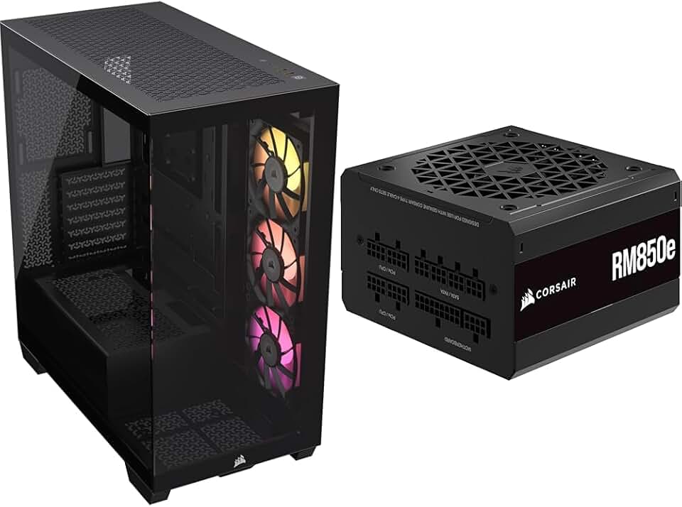 CORSAIR iCUE Link 3500X RGB Mid-Tower ATX PC Case + CORSAIR RM850e Fully Modular ATX Power Supply - Black