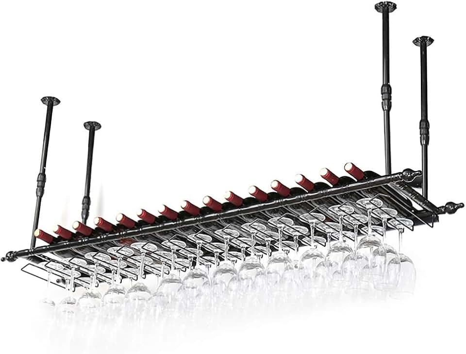 Wine Racks Metal Wine Rack Insert Glass Frame Hanging Wine Rack Upside Down Glass Holder Wine Glass Hanger Bar Hanging Cup Holder Glassware Rack (Size : L80*W30cm)