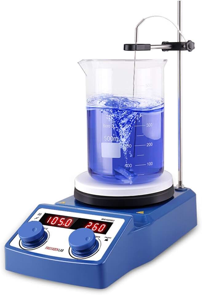 Fristaden Lab 5L Magnetic Stirrer Hot Plate - Digital, Electric Hotplate with Magnetic Stirrer, Heated, PID Temperature Control, Laboratory Use, PT1000 Probe Included + Support Stand Included