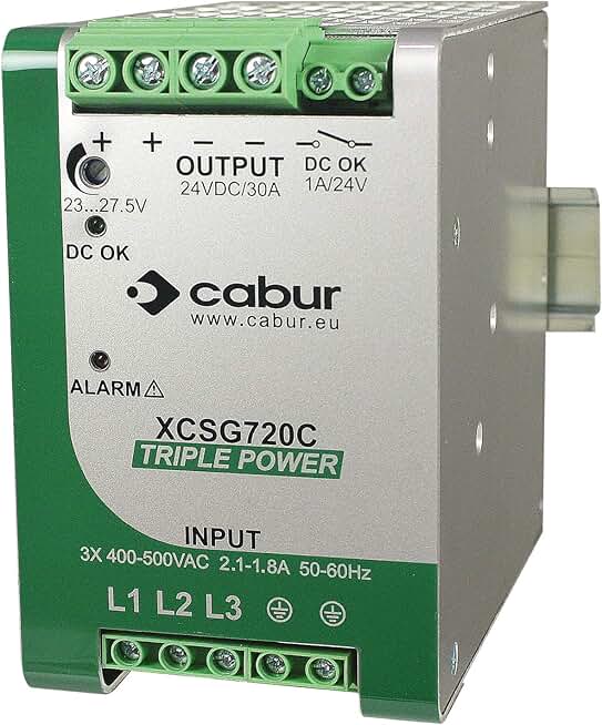 Automation Systems Interconnect XCSG720C 3-Phase DIN Rail Mount Power Supply, 24 VDC, 720W, 30 amp Output, 480 to 550 VAC Input