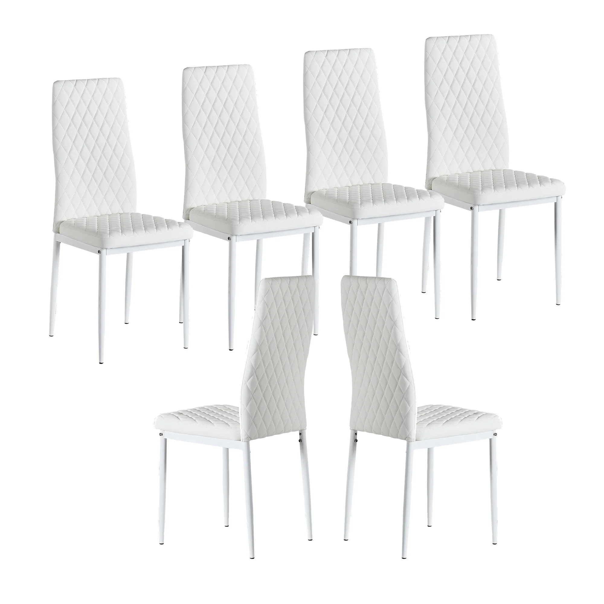 paproos Modern Dining Chairs Set of 6, PU Leather Dining Room Chairs, Kitchen Chairs with Metal Legs, Easy to Assemble Dining Chair for Restaurant, Kitchen, Dining Room and Living Room