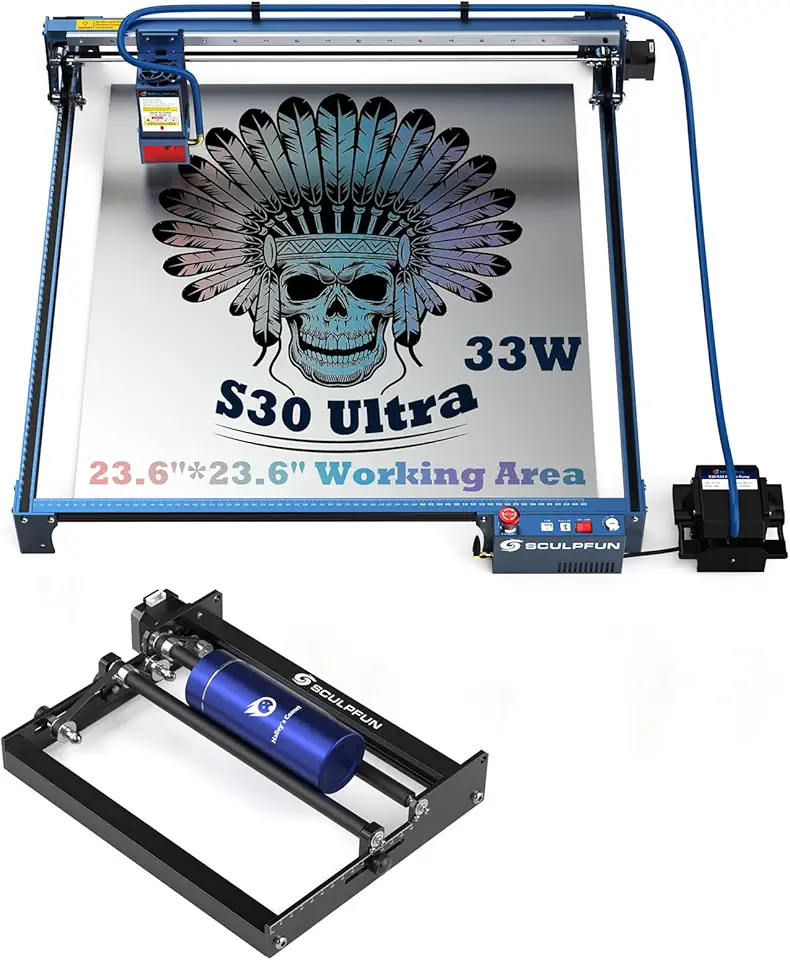 SCULPFUN S30 Ultra 33W Laser Engraver 600x 600mm + Air Assist + Roller